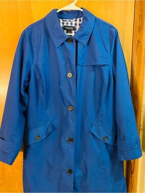 Lands’ End Women’s Royal Blue 1X(16/18W) Trench Coat MAC Read